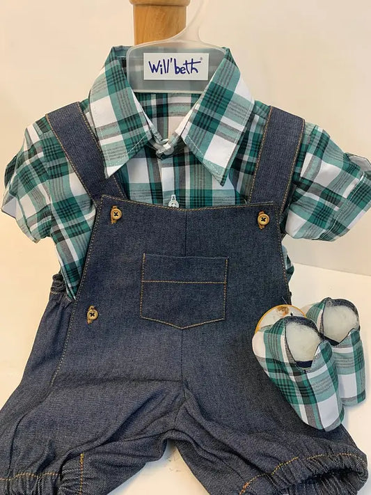 70613 3pc Denim Romper Set