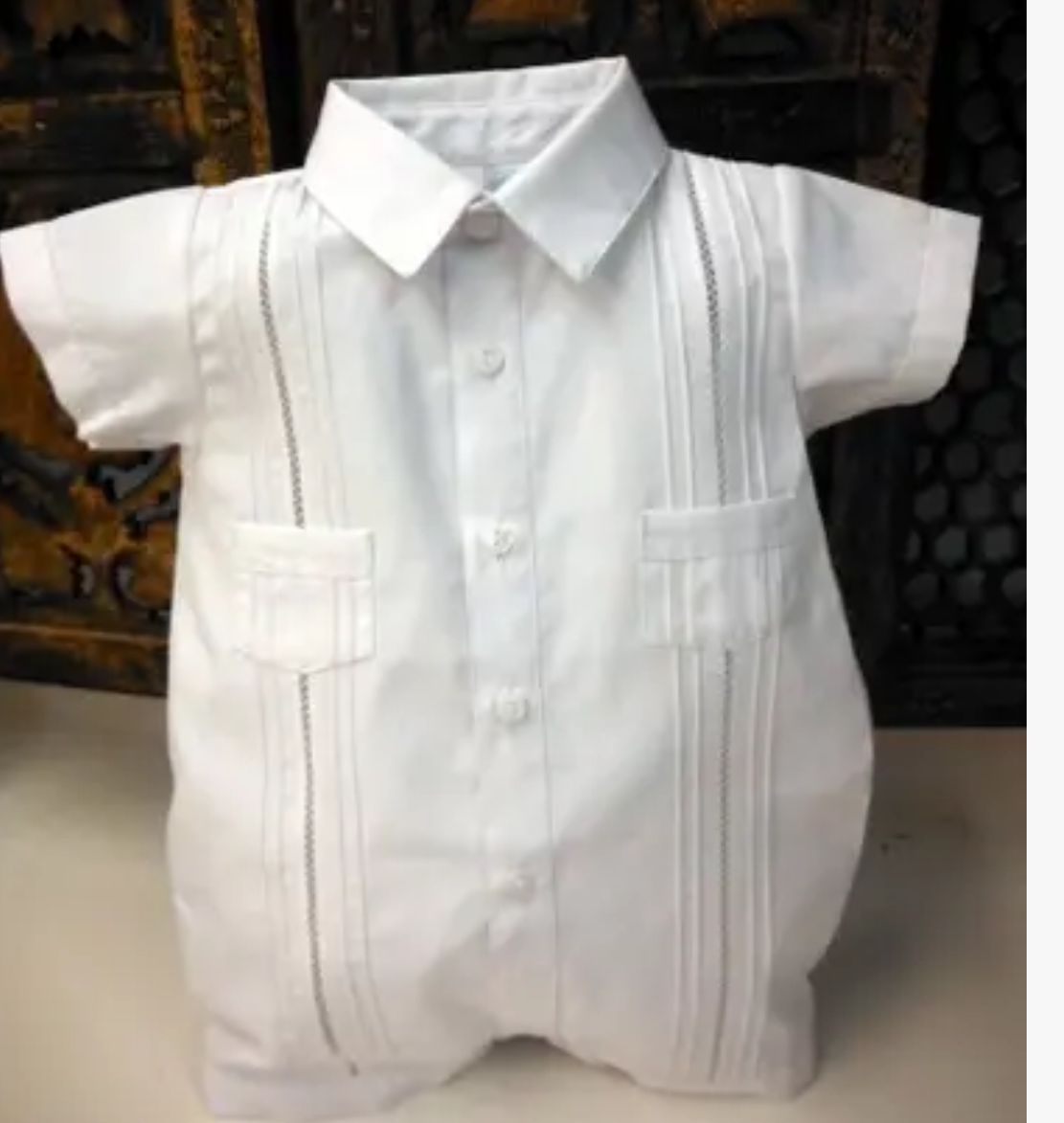 78009 White Pintuck Boys Romper