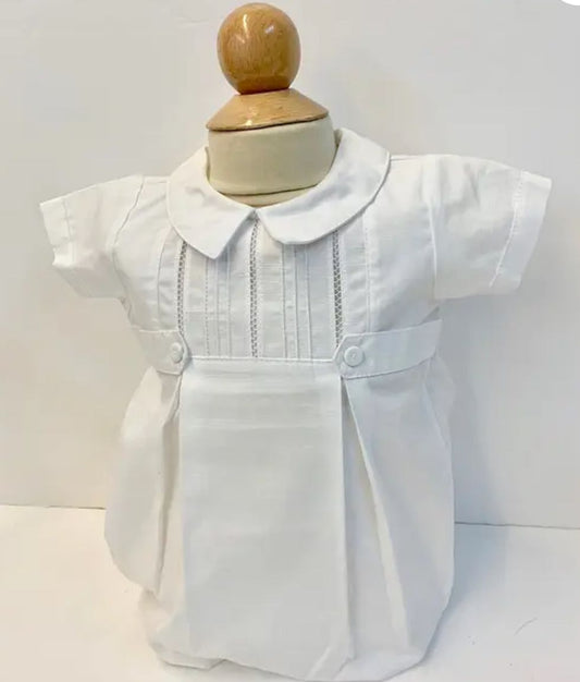 76607 White Cotton Boys Romper