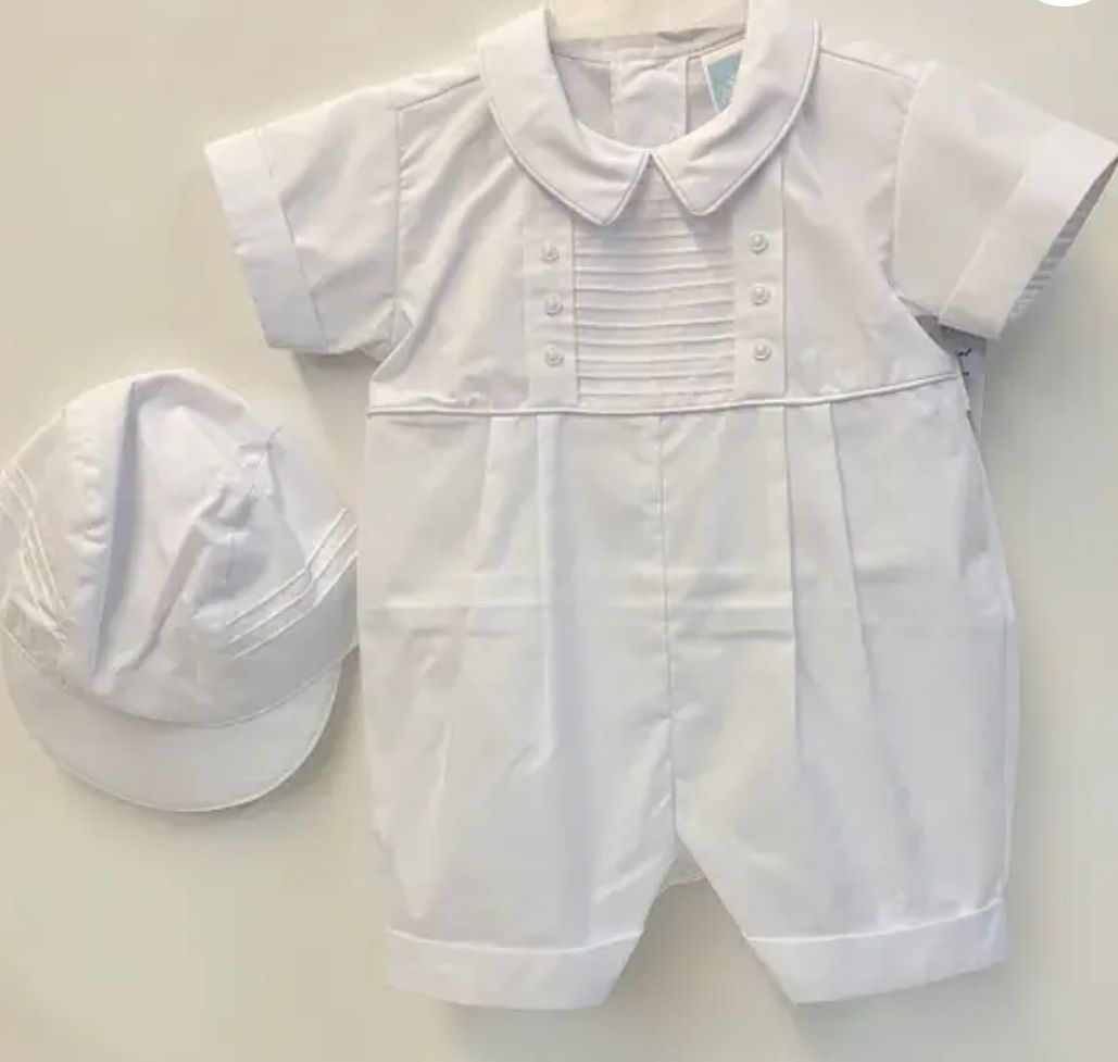 77297 White Romper/Hat Se