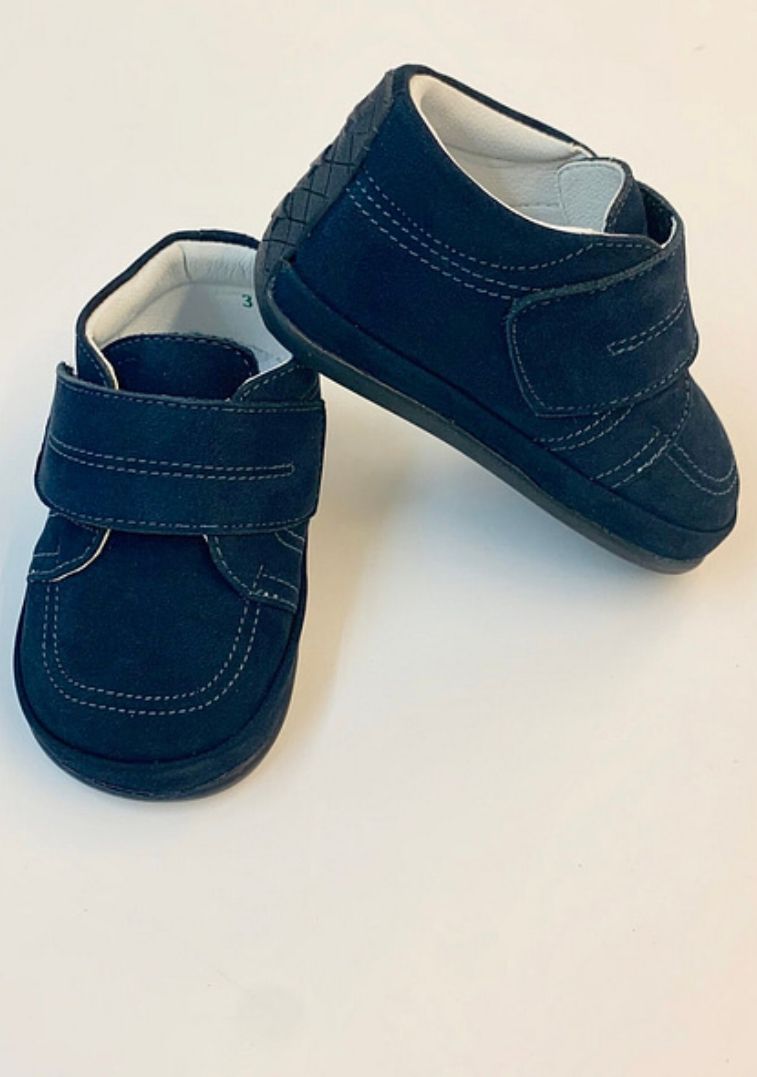 6451NV Boys Navy Velcro Leather Shoes