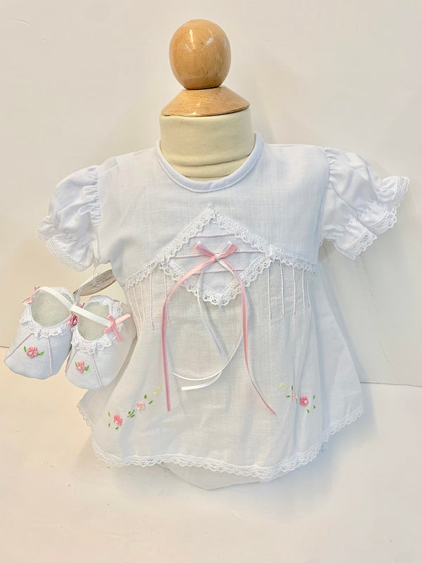 600 Sweet 3pc White Pink Baby Set